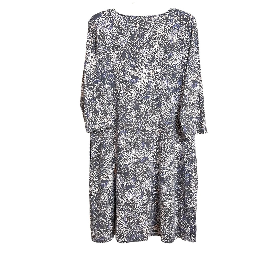 J. Jill Pure Jill Abstract Print A Line Knit Dress L Gray Stretch Normcore Comfy - Picture 4 of 8